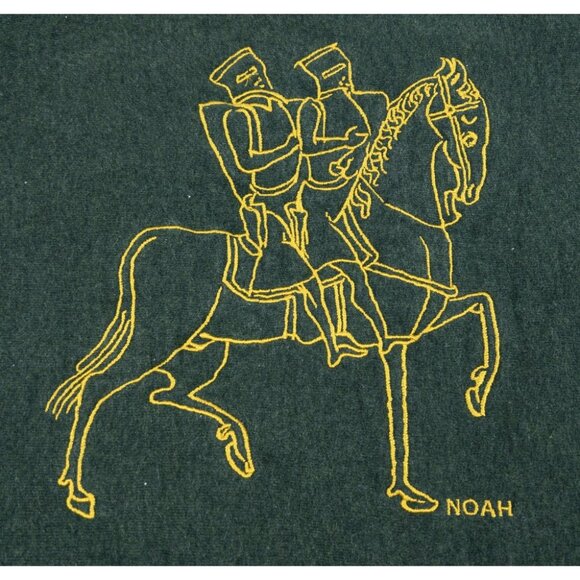 Noah NY Sweatshirt Men's Large Embroidered Horse Knight Crewneck Green New York - Picture 7 of 12